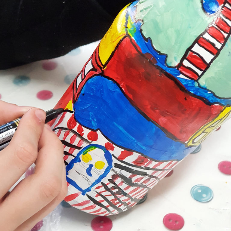 роспись бутылка-дом