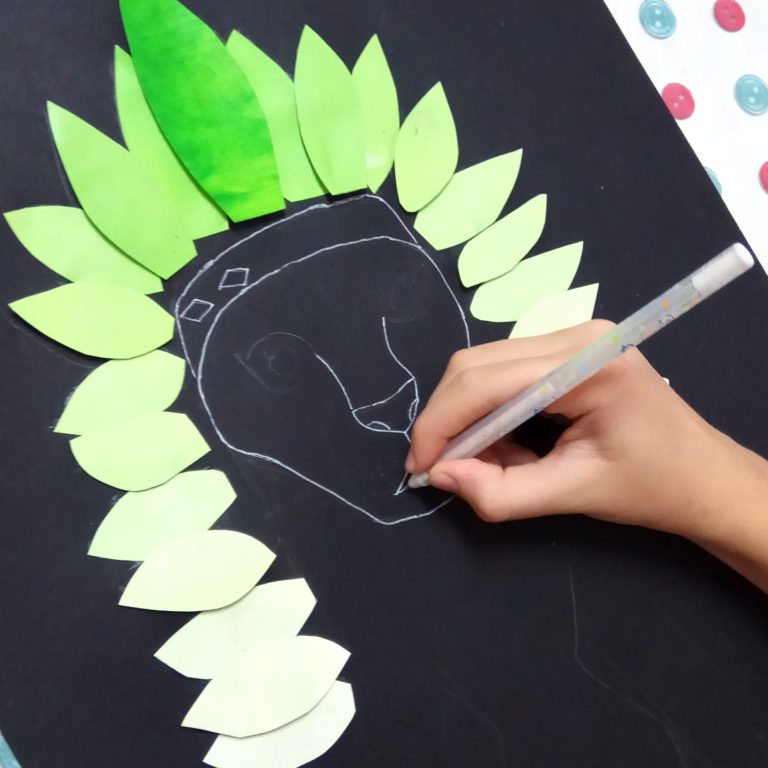 индеец-лев детская графика