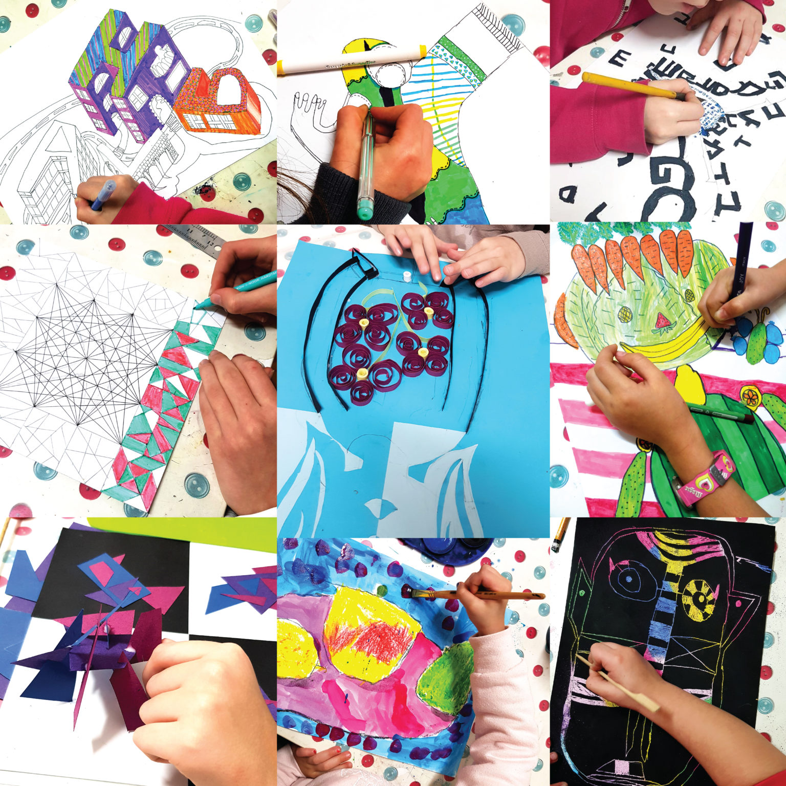 дети рисуют в разных техниках и материалах