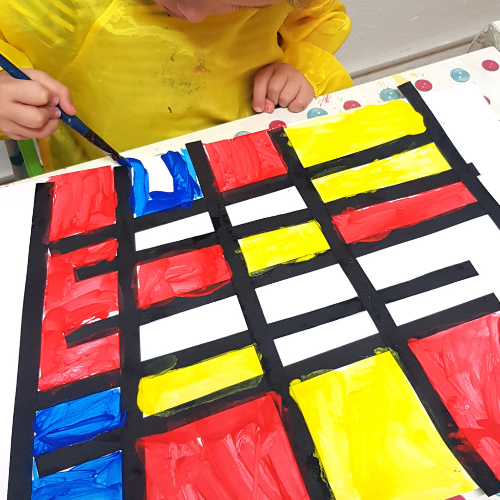 детская работа по мотивам Пита Мондриана