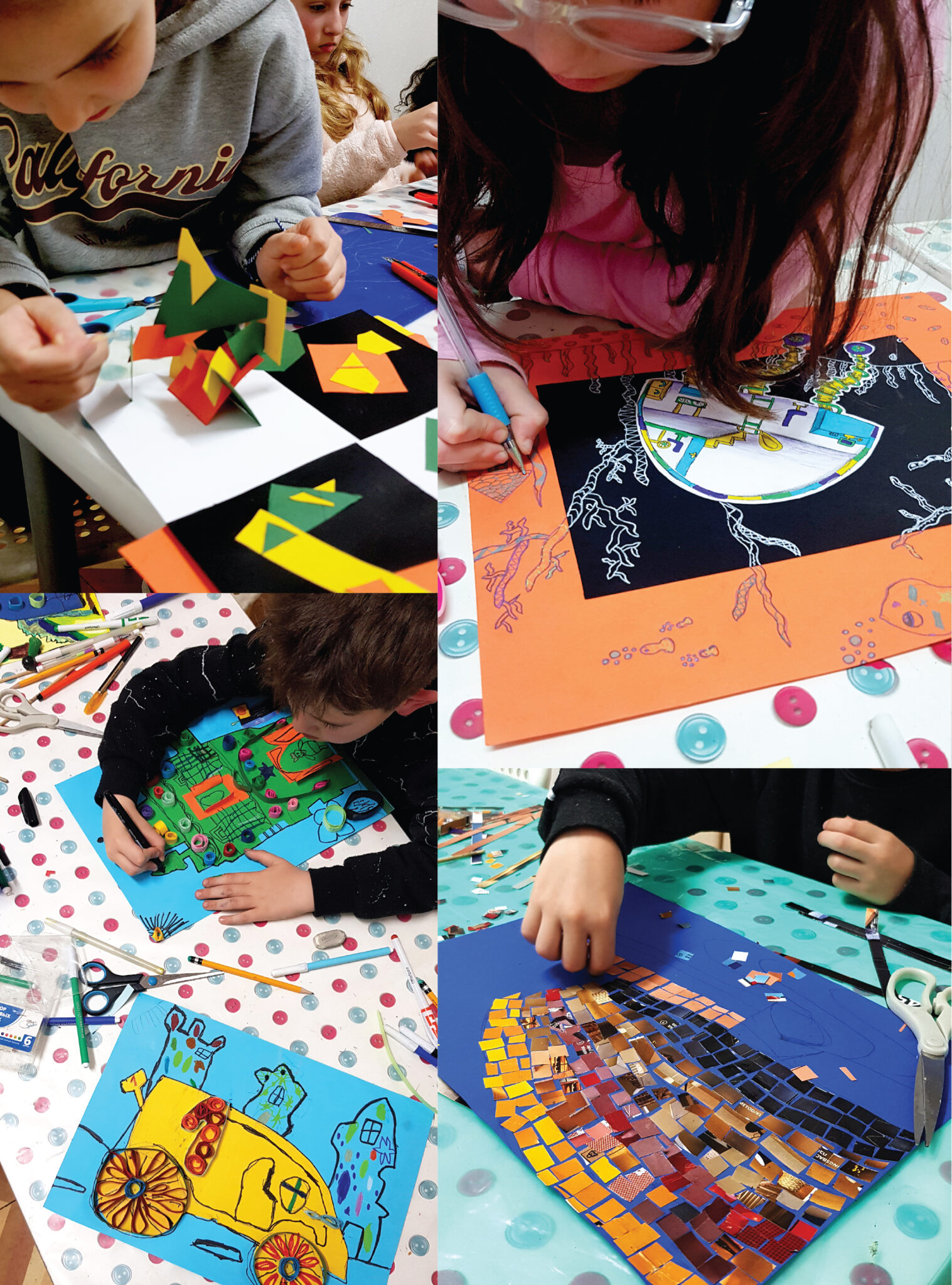 дети рисуют и делают макеты